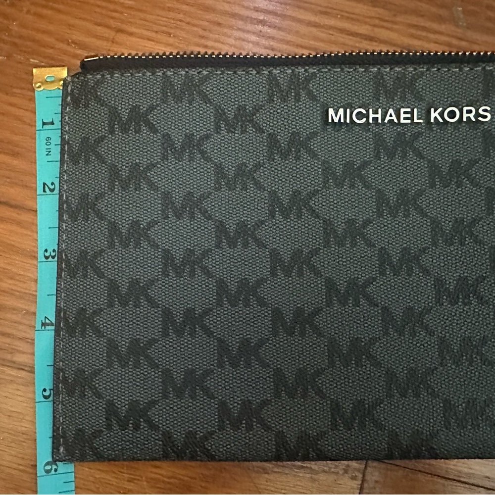 Michael Kors Black and Gray MK Monogram Zip Pouch - Picture 5 of 6